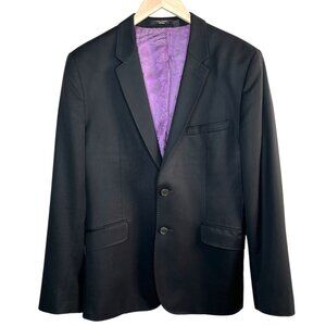 Ted Baker Mens Black Single-Breasted Wool Blend Jacket Blazer Size 40R